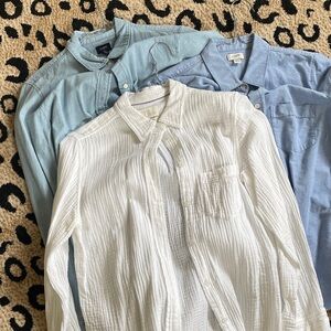 J. Crew White & Light Blue Button-Down Shirt Set